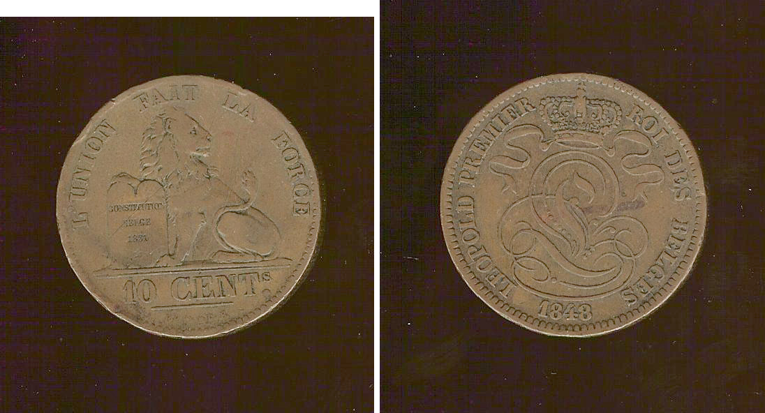 Belgium 10 centimes 1848 VF+
